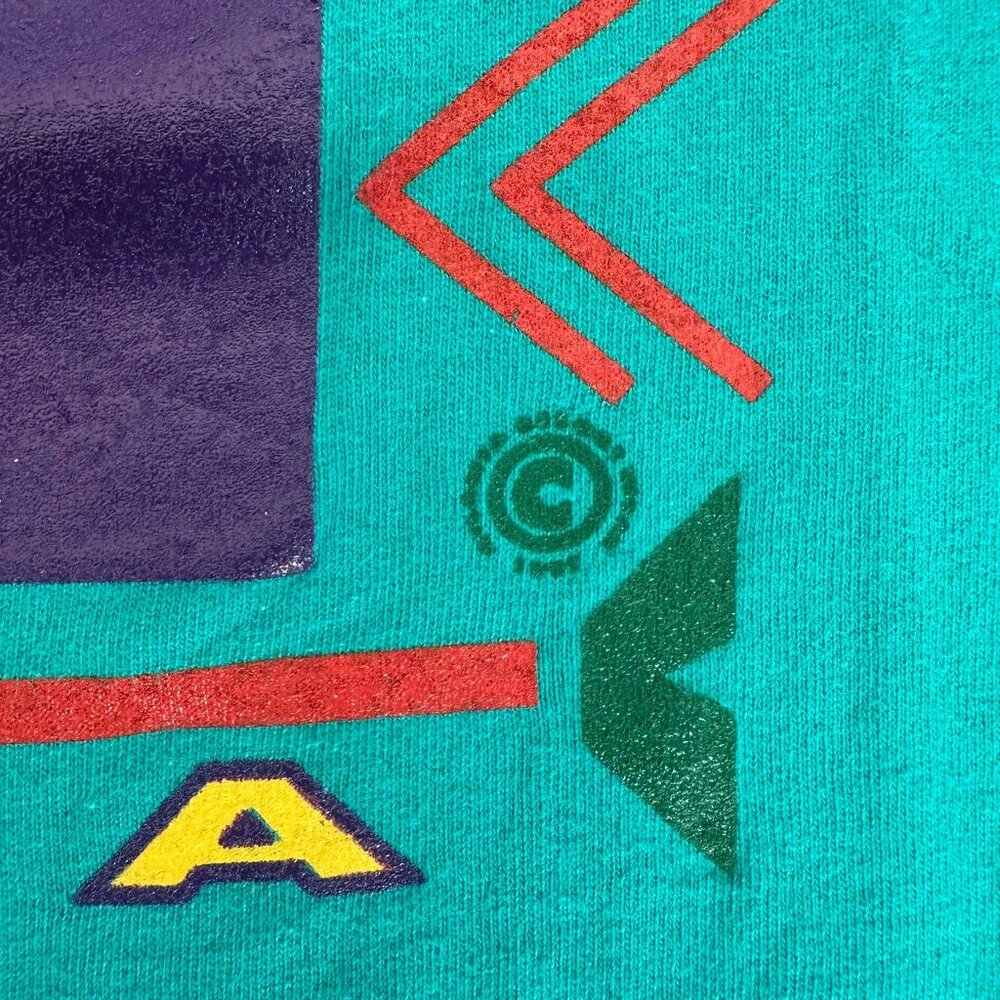 Vintage 90s Atlanta Underground T-Shirt Teal XL Single Stitch Tourist Colorful - Picture 3 of 6